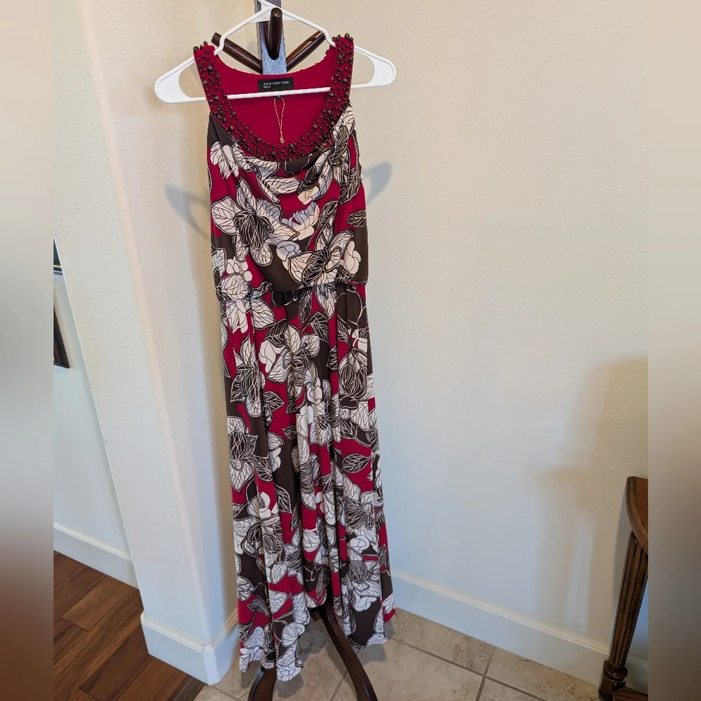 Red/Brown Floral Maxi Dress, Size 6 - NEW - Picture 9 of 9